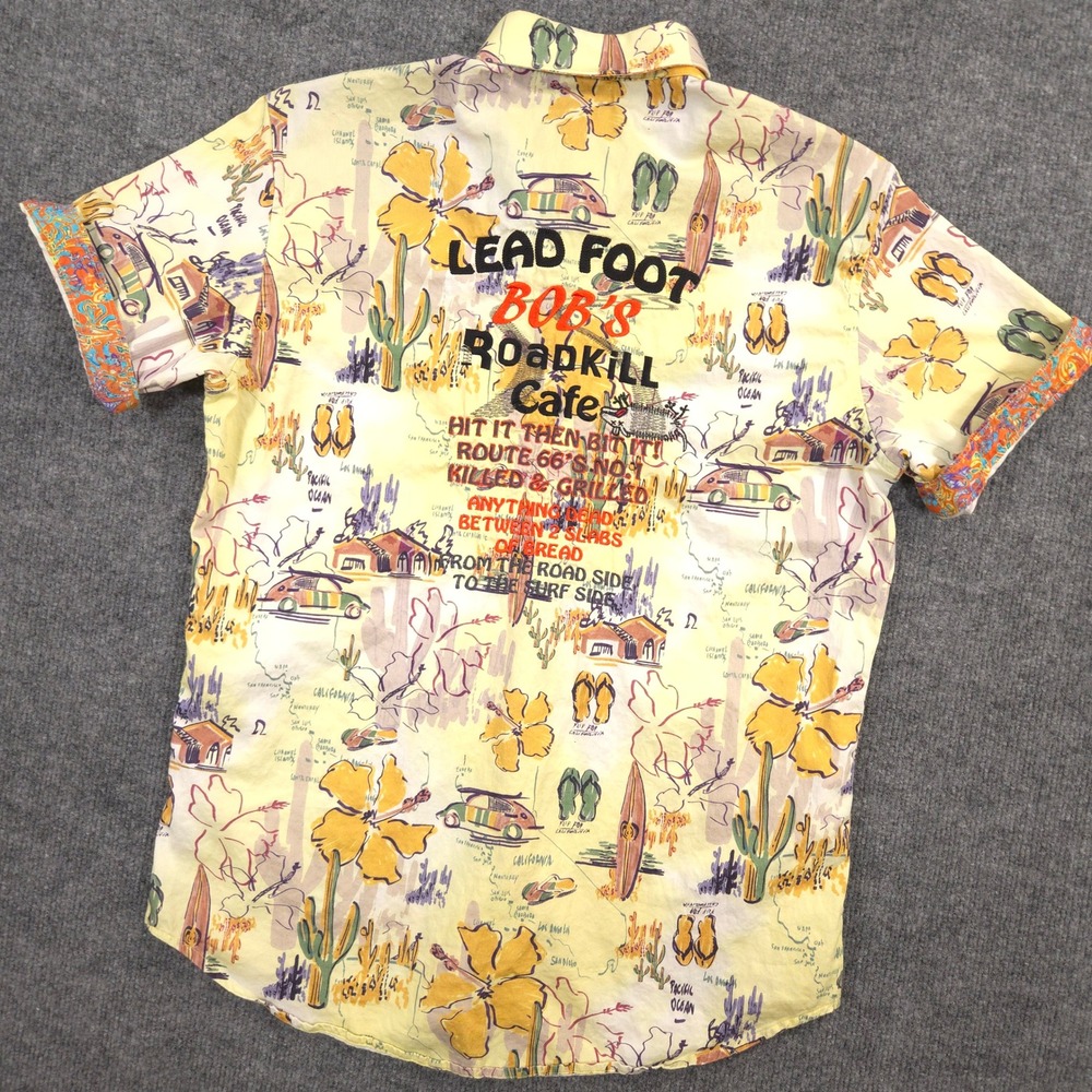 Robert Graham Shirt Mens S Leadfoot Bobs Roadkill Cafe California Route 66 AOP